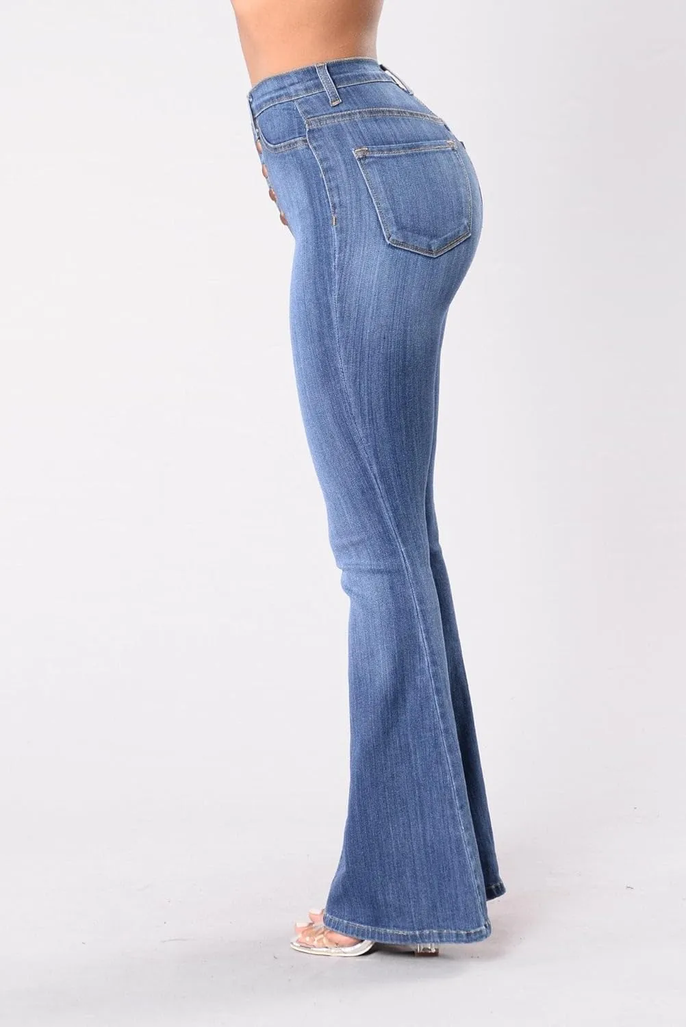 Womens High Waist Bell Bottom Jeans Denim Pants for Women Slim Fit Package Hip Trousers Light Blue and Dark Blue Jeans