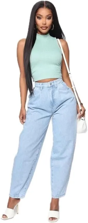 Womens High Waist Jeans Wide Leg Denim Pants Light Blue Trousers for Women Denim Jeans Wide Leg and High Waisted
