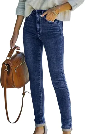 Women's High-Waisted Skinny Stretch Jeans Ultra Soft Denim Slim Fashion Leggings