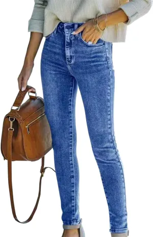 Women's High-Waisted Skinny Stretch Jeans Ultra Soft Denim Slim Fashion Leggings