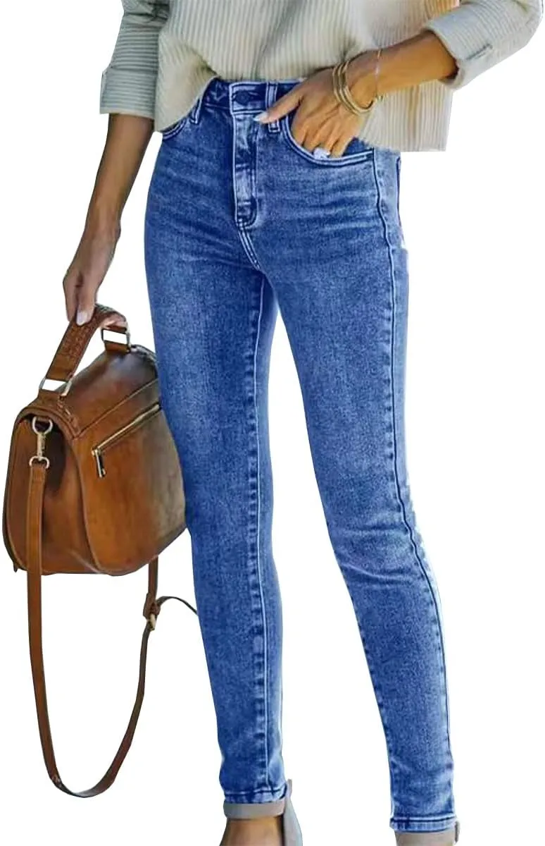Women's High-Waisted Skinny Stretch Jeans Ultra Soft Denim Slim Fashion Leggings