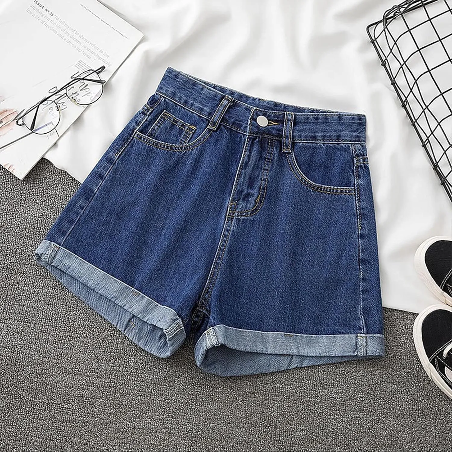 Womens Jeans Shorts High Waisted Plus Size Denim Shorts Wide Leg Cowgirl Shorts Hot Springy Soft Western Jeans Shorts
