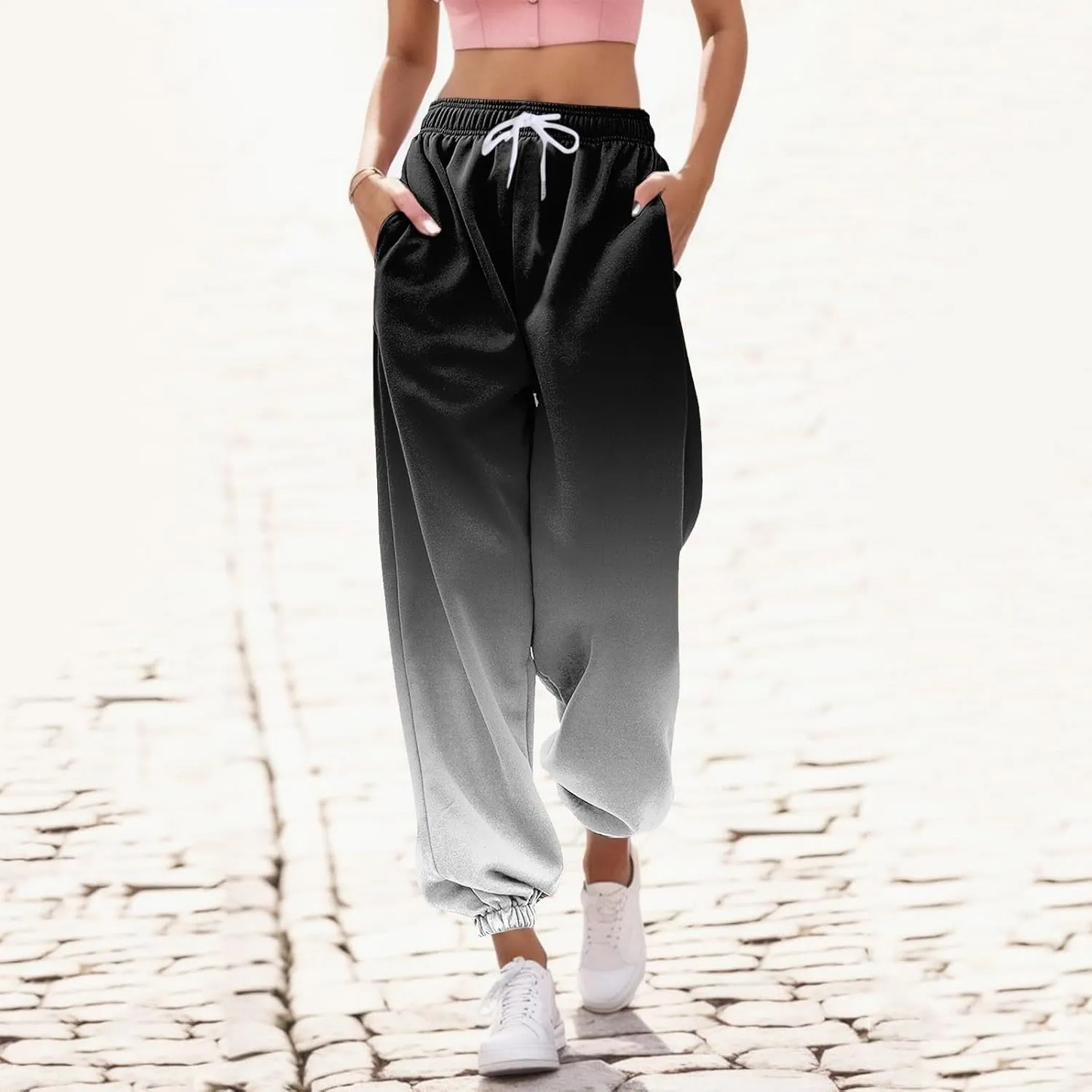 Womens Joggers with Pockets 2024 Pants Workout High Waisted Yoga Pants with Pockets Womens Jogging Leggings Women