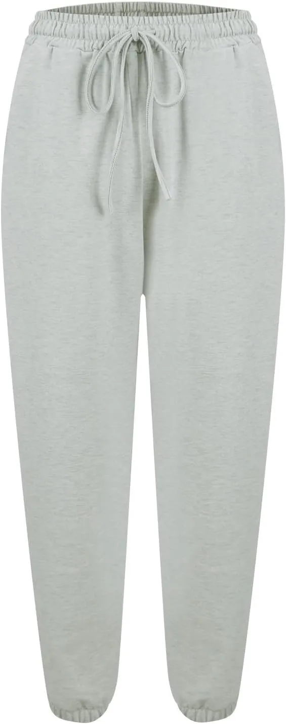 Womens Joggers with Pockets Elastic High Waisted Fleece Sweatpants Y2k Drawstring Athletic Lounge Sweat Pants