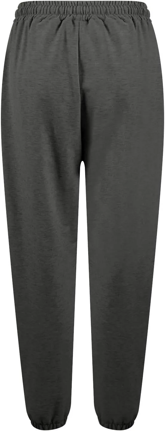 Womens Joggers with Pockets Elastic High Waisted Fleece Sweatpants Y2k Drawstring Athletic Lounge Sweat Pants