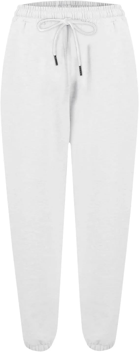 Womens Joggers with Pockets Elastic High Waisted Fleece Sweatpants Y2k Drawstring Athletic Lounge Sweat Pants