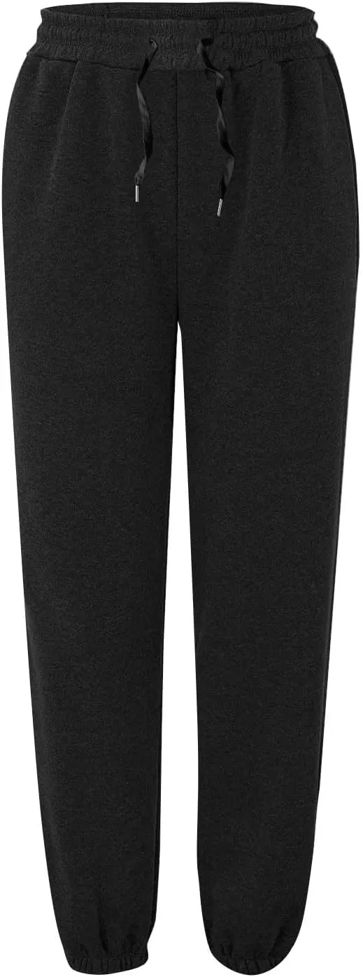 Womens Joggers with Pockets High Waisted Baggy Fleece Sweatpants Casual Drawstring Athletic Workout Jogging Pants