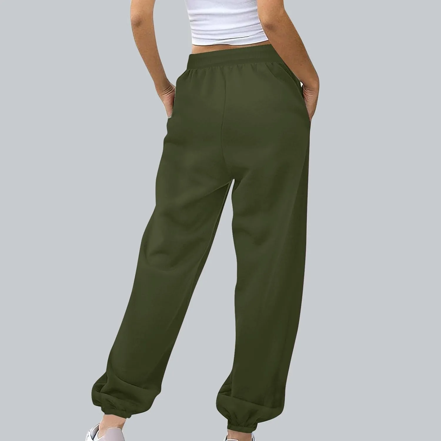 Womens Joggers with Pockets Loose High Waisted Sweatpants Workout Lounge Pull On Pants Fleece Joggers with Pockets