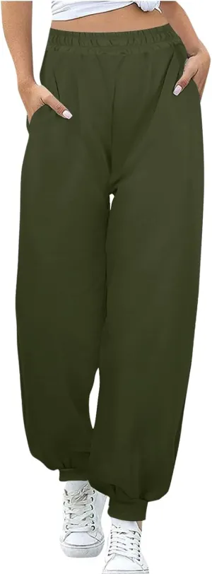 Womens Joggers with Pockets Loose High Waisted Sweatpants Workout Lounge Pull On Pants Fleece Joggers with Pockets