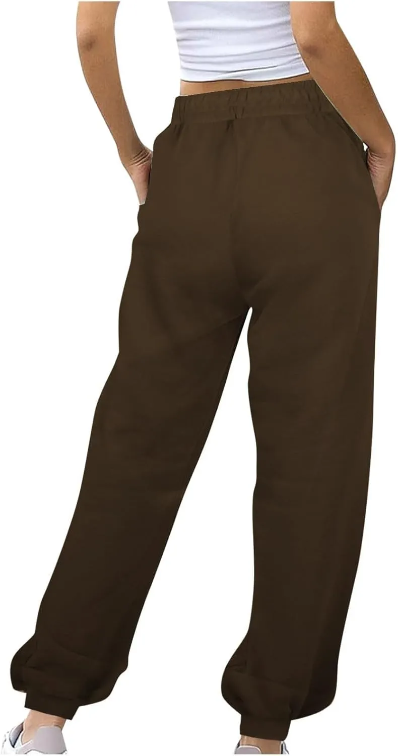 Womens Joggers with Pockets Loose High Waisted Sweatpants Workout Lounge Pull On Pants Fleece Joggers with Pockets