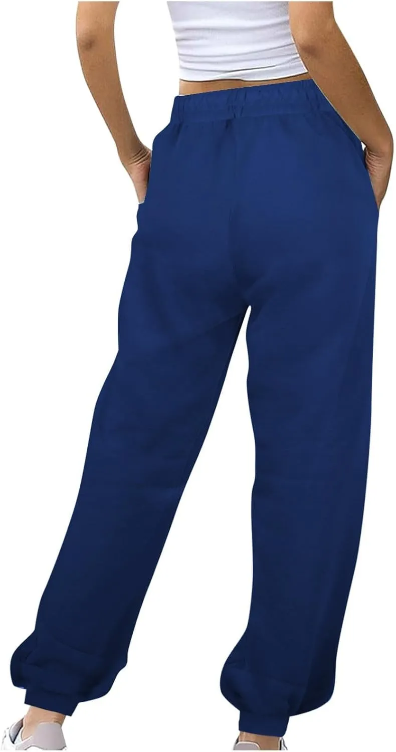 Womens Joggers with Pockets Loose High Waisted Sweatpants Workout Lounge Pull On Pants Fleece Joggers with Pockets