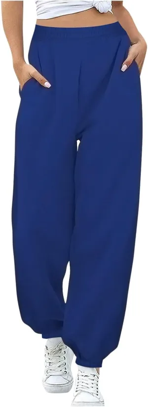 Womens Joggers with Pockets Loose High Waisted Sweatpants Workout Lounge Pull On Pants Fleece Joggers with Pockets
