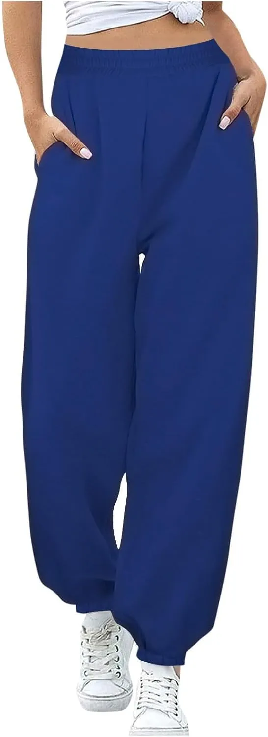 Womens Joggers with Pockets Loose High Waisted Sweatpants Workout Lounge Pull On Pants Fleece Joggers with Pockets
