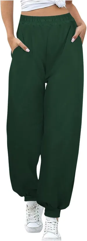 Womens Joggers with Pockets Loose High Waisted Sweatpants Workout Lounge Pull On Pants Fleece Joggers with Pockets