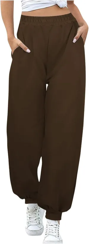 Womens Joggers with Pockets Loose High Waisted Sweatpants Workout Lounge Pull On Pants Fleece Joggers with Pockets