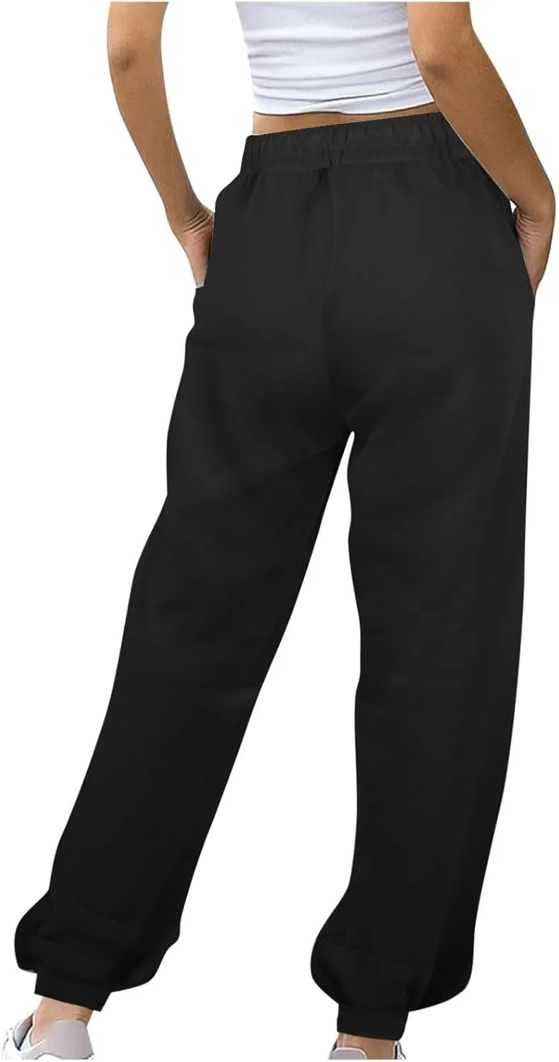 Womens Joggers with Pockets Loose High Waisted Sweatpants Workout Lounge Pull On Pants Fleece Joggers with Pockets