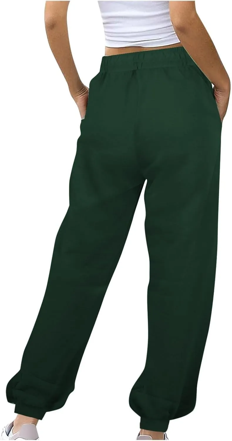 Womens Joggers with Pockets Loose High Waisted Sweatpants Workout Lounge Pull On Pants Fleece Joggers with Pockets