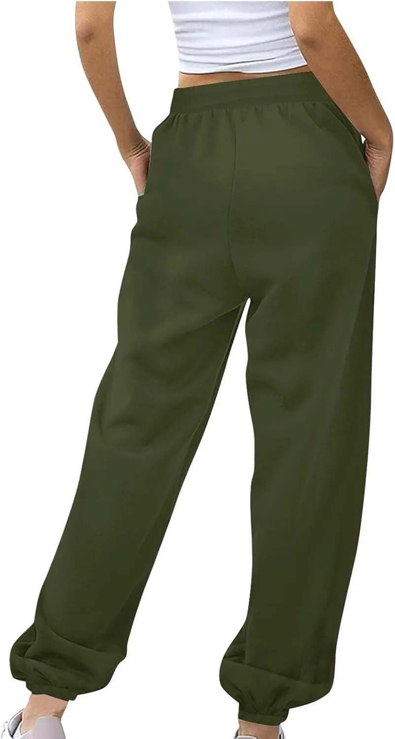 Womens Joggers with Pockets Loose High Waisted Sweatpants Workout Lounge Pull On Pants Fleece Joggers with Pockets
