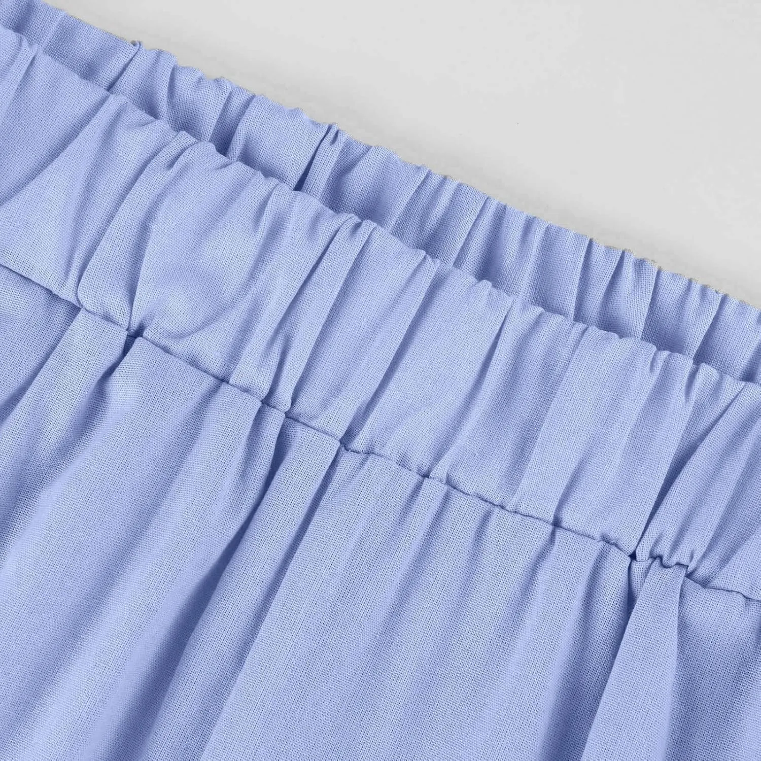 Womens Linen Pants with Pockets Elastic High Waist Straight Leg Pant Plus Casua Lightweight Summer Comfort Trousers