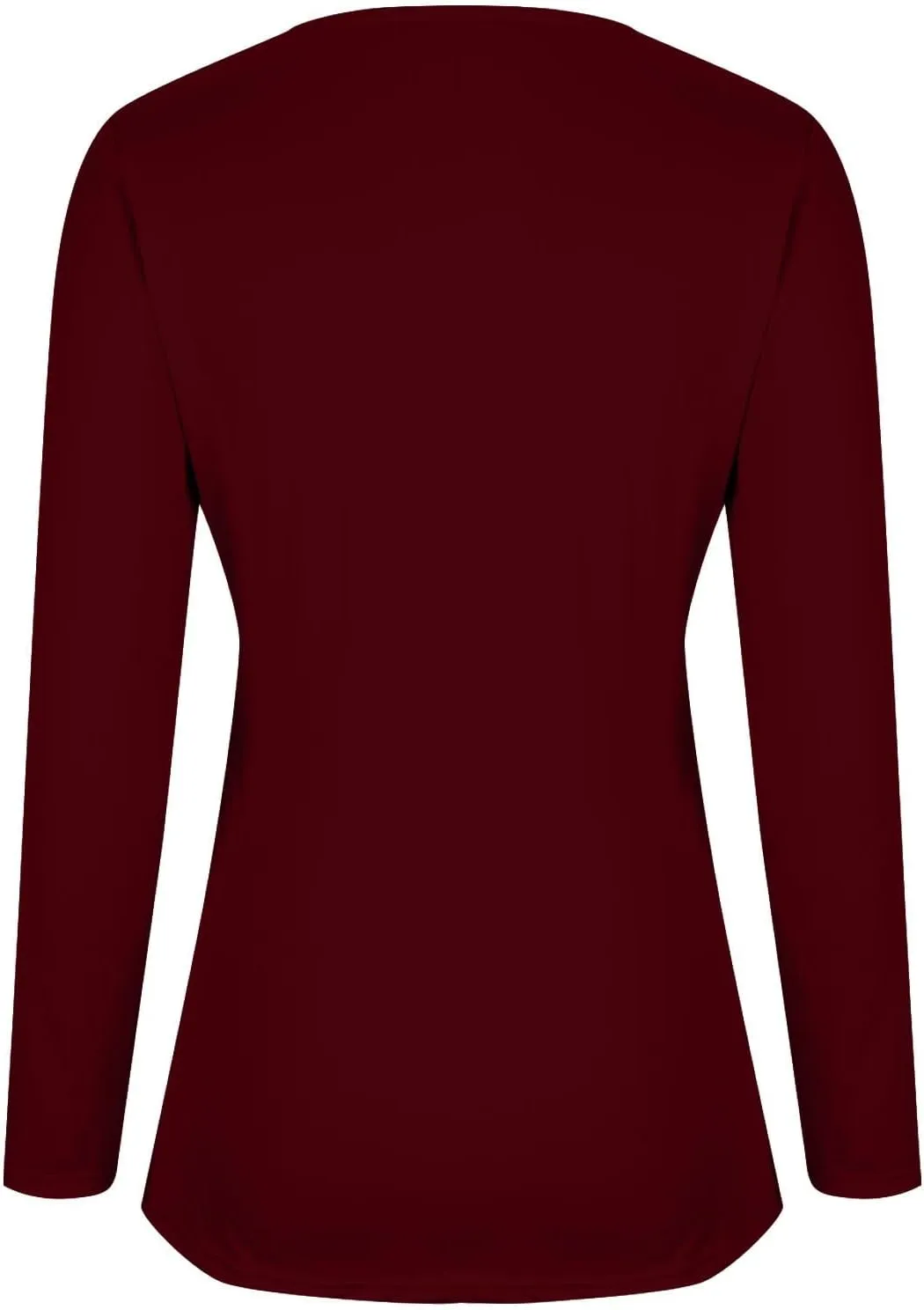Womens Long Sleeve Shirts with Built in Bra Casual Basic Padded Scrubs Tops Plain Notch V Neck Undershirt Blouse