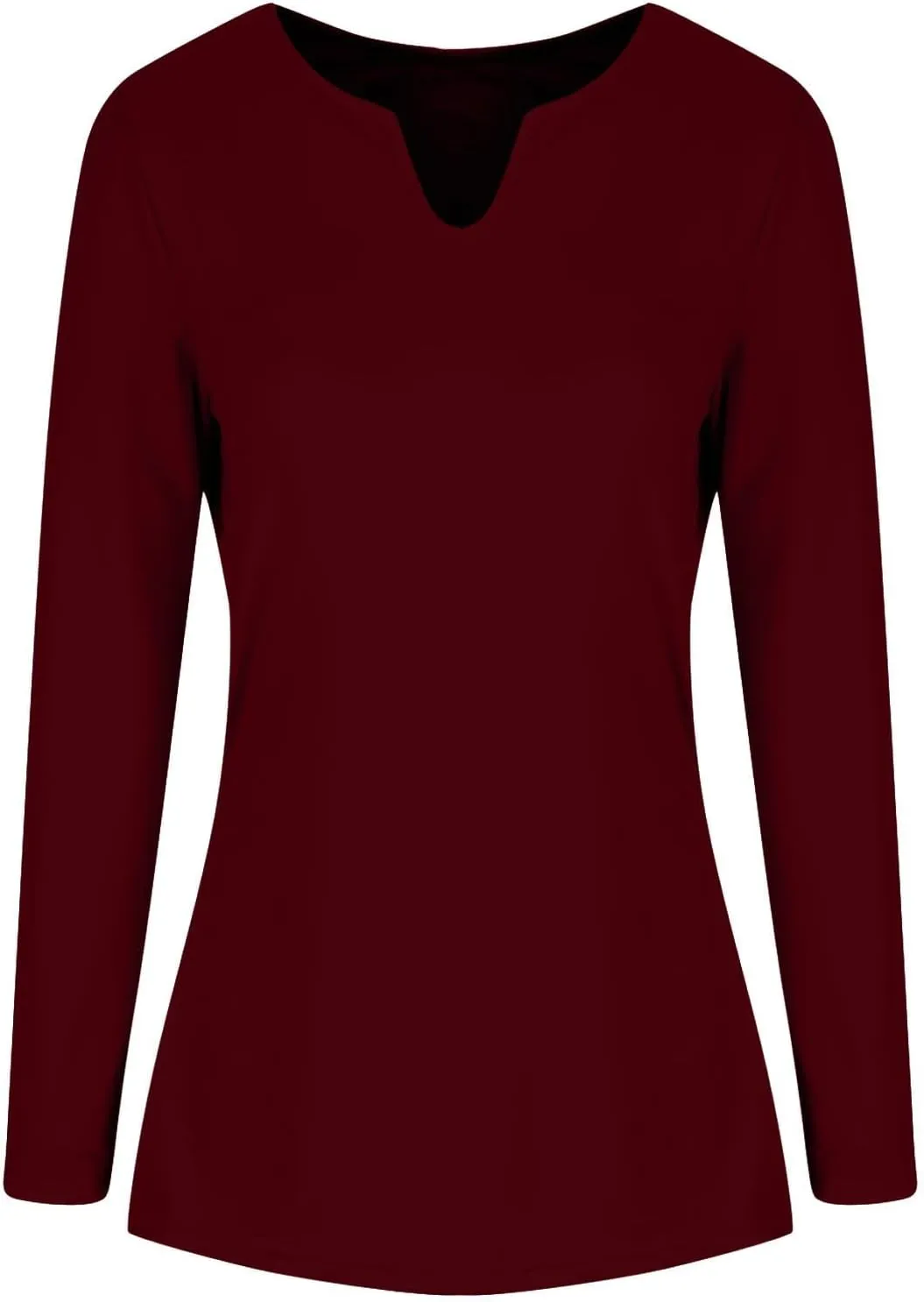 Womens Long Sleeve Shirts with Built in Bra Casual Basic Padded Scrubs Tops Plain Notch V Neck Undershirt Blouse