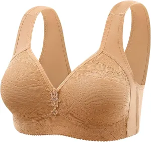 Women's No Underwire Wide Strap Tank Top Bra Full Coverage Stretch Breathable Bralettes Comfort Push Up Everyday Bra