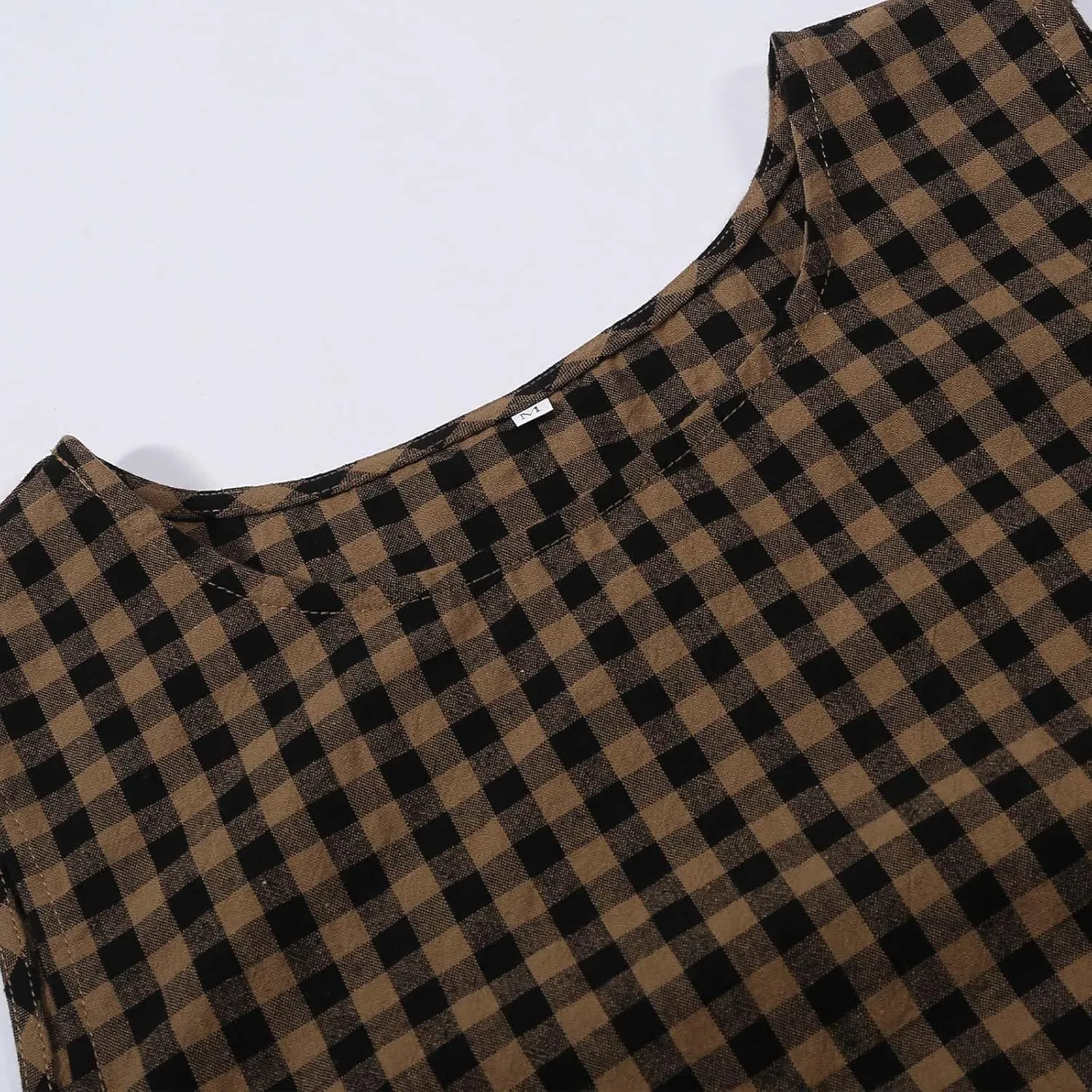 Womens Plaid 2 Pieces Lounge Pants Sets Y2K Sleeveless Gingham Crop Tank Top Outfits Baggy Wide Leg Barrel Loungewear Suits