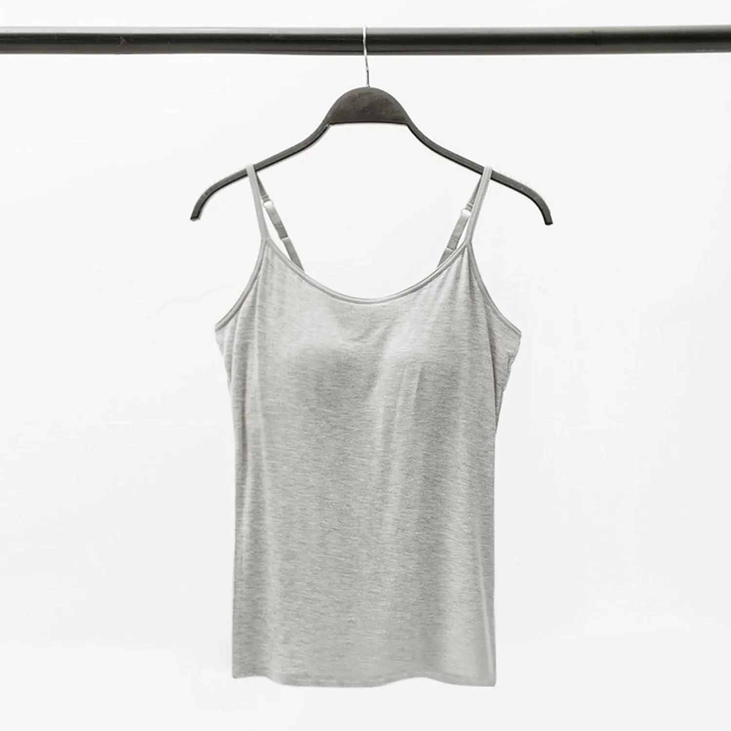 Womens Seamless Adjustable Camisole Built in Shelf Bra Summer Cotton Layering Casual Undershirts Yoga Gym Outfits Tops