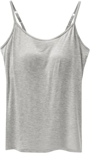 Womens Seamless Adjustable Camisole Built in Shelf Bra Summer Cotton Layering Casual Undershirts Yoga Gym Outfits Tops