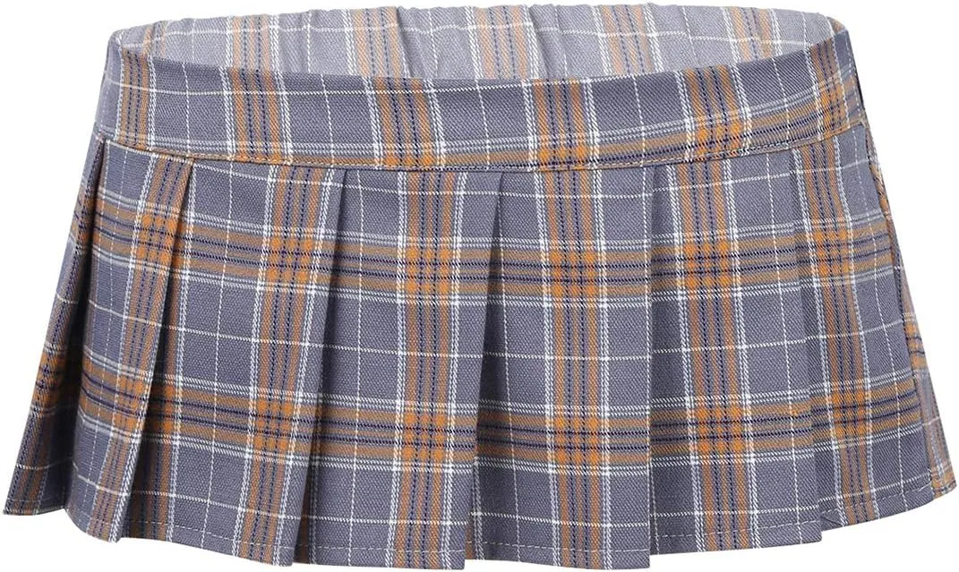 Women's Sexy Mini Pleated Plaid Short Skirt Schoolgirls Cosplay Lingerie Sleepwear Nightwear