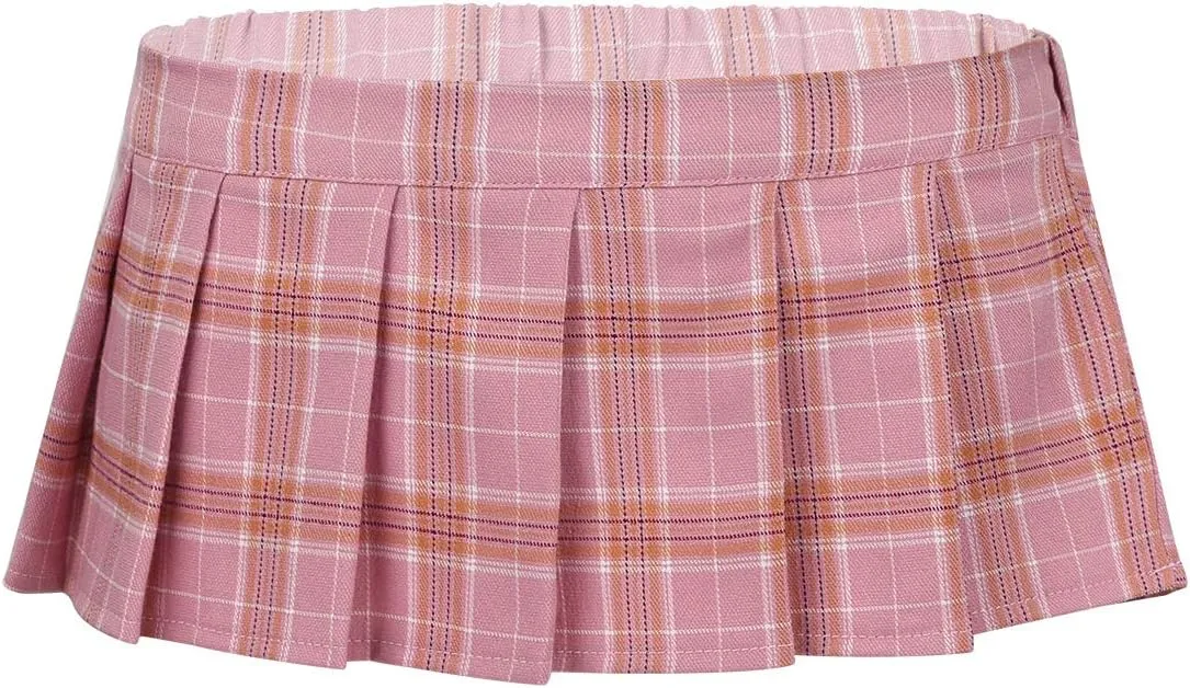 Women's Sexy Mini Pleated Plaid Short Skirt Schoolgirls Cosplay Lingerie Sleepwear Nightwear