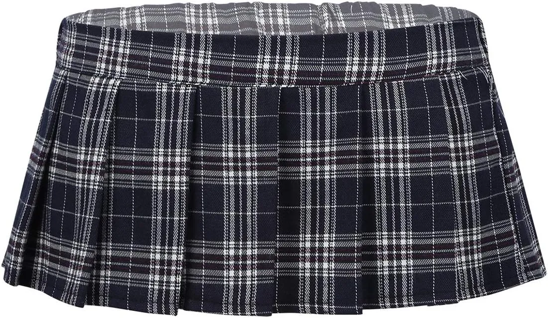 Women's Sexy Mini Pleated Plaid Short Skirt Schoolgirls Cosplay Lingerie Sleepwear Nightwear