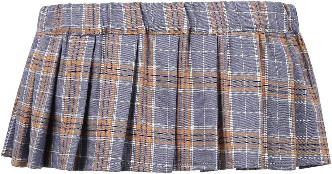 Women's Sexy Mini Pleated Plaid Short Skirt Schoolgirls Cosplay Lingerie Sleepwear Nightwear
