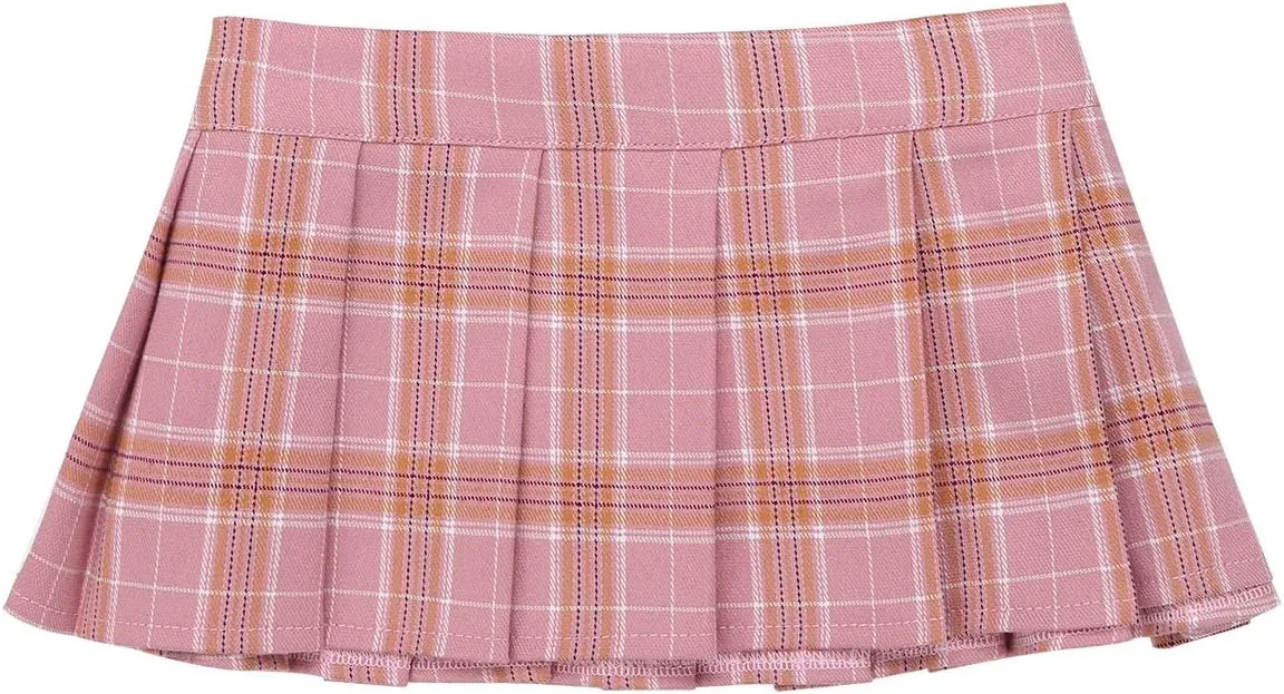 Women's Sexy Mini Pleated Plaid Short Skirt Schoolgirls Cosplay Lingerie Sleepwear Nightwear