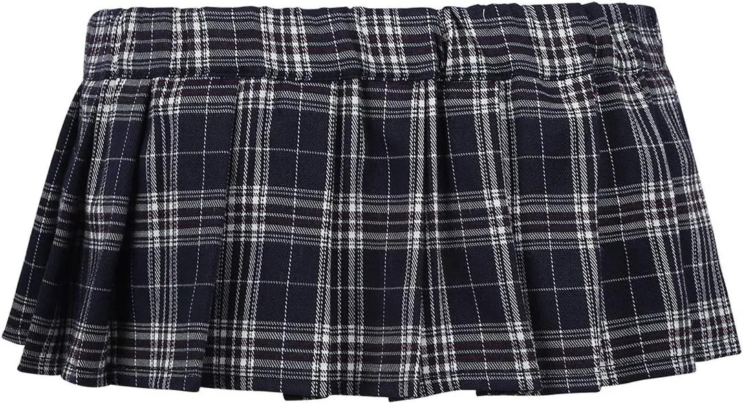 Women's Sexy Mini Pleated Plaid Short Skirt Schoolgirls Cosplay Lingerie Sleepwear Nightwear