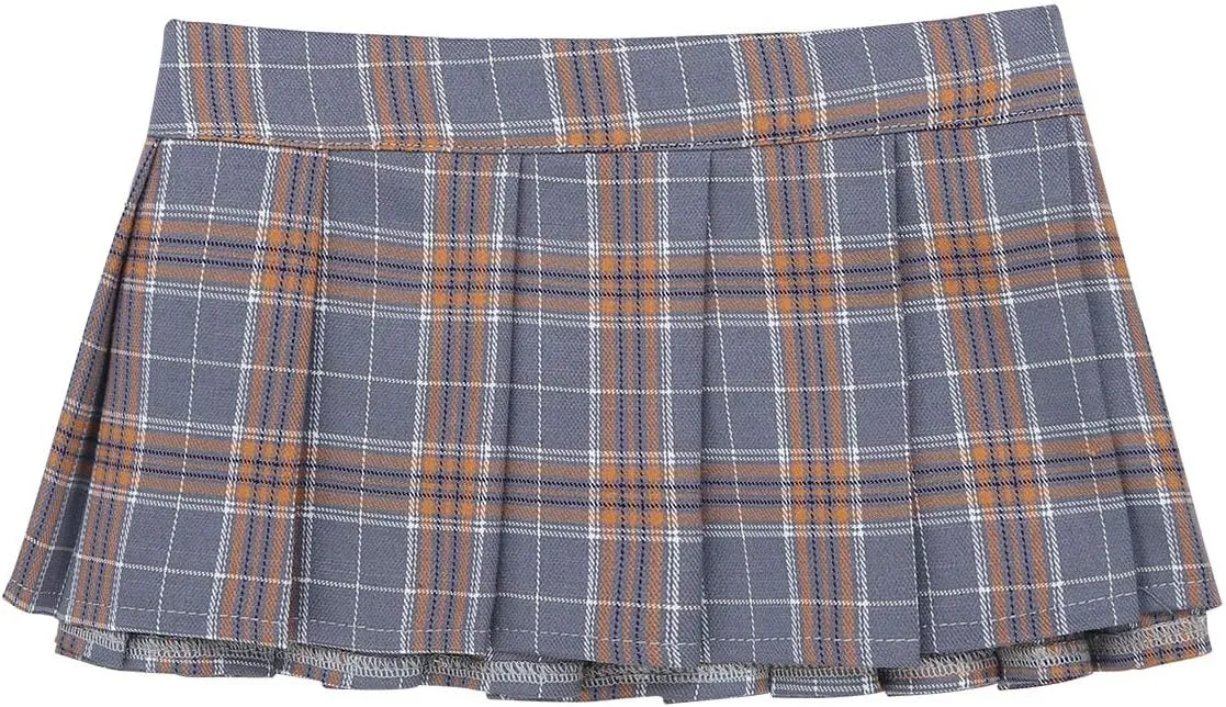 Women's Sexy Mini Pleated Plaid Short Skirt Schoolgirls Cosplay Lingerie Sleepwear Nightwear