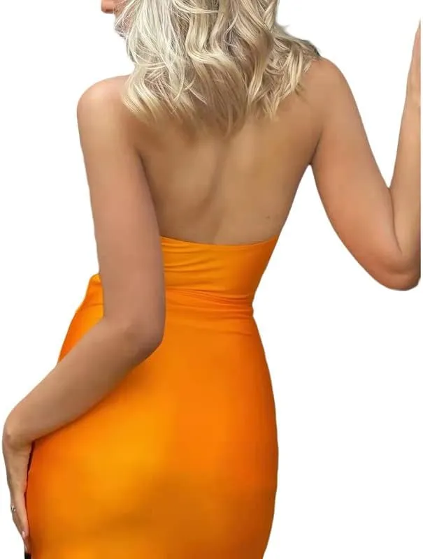 Women's Sexy Spaghetti Strap Hollow Out Maxi Dress Y2K Cutout Backless Slim Fit Long Dress Halter Night Party Dress Clubwear