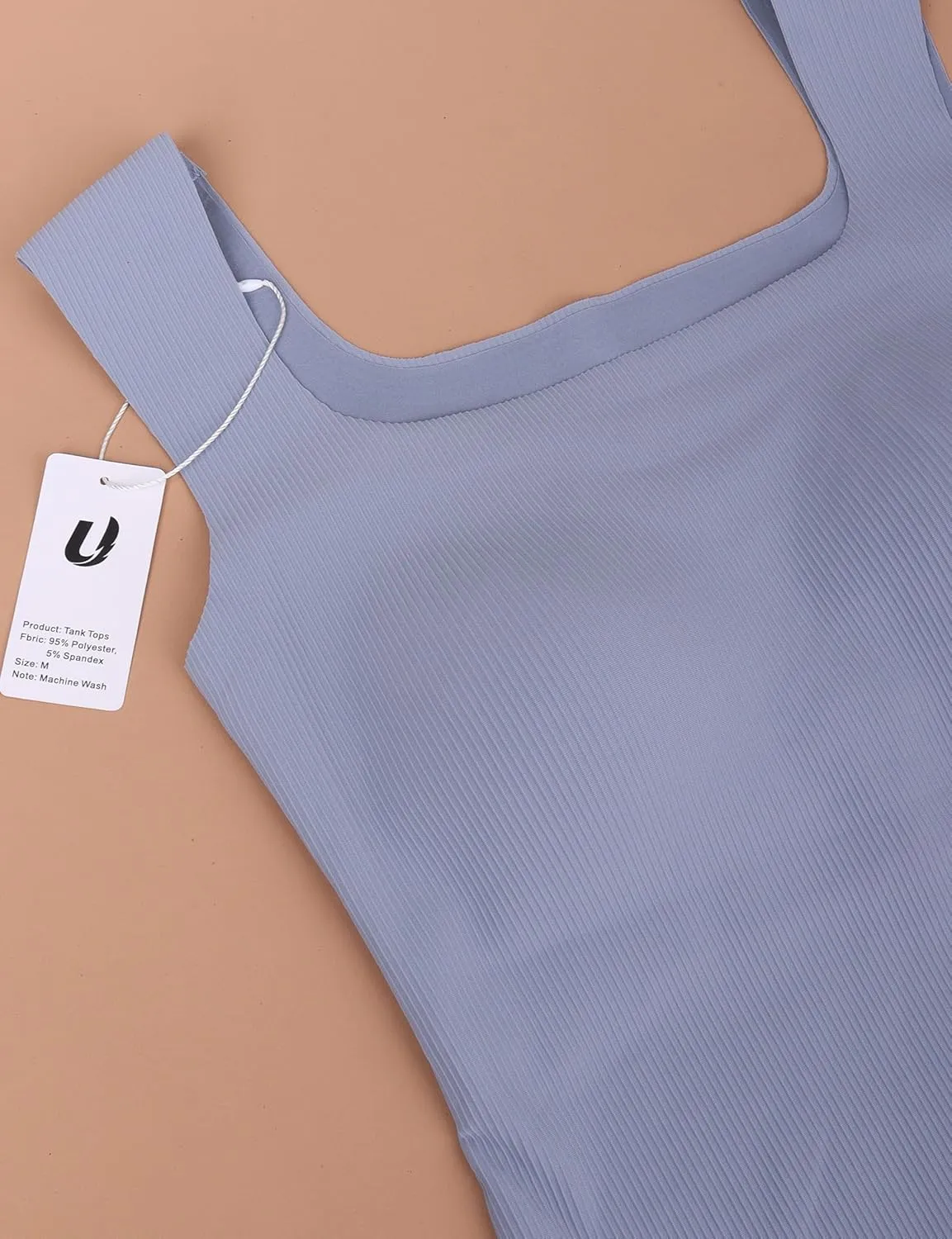 Women's Sleeveless Square Neck Tank Top with Built in Bras Seamless Cropped Tops