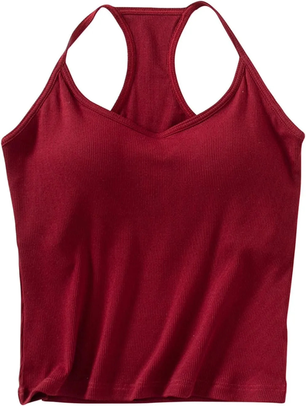 Womens Sports Bra Seamless Crop Tank Racer Back Spaghetti Strap Workout Yoga Shirts Padded Halter Neck Casual Tops