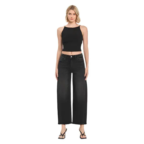 Women's Super High Rise Panel Barrel Jeans T6589
