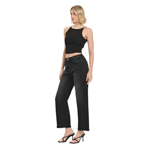 Women's Super High Rise Panel Barrel Jeans T6589