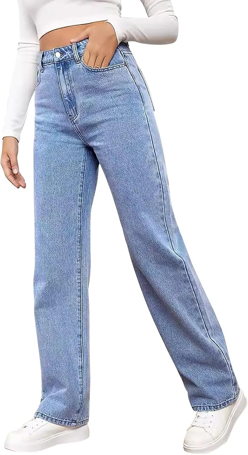Women's Sweatpant Jeans,Soft High Waisted Sweatpants That Look Like Jeans with Pockets,