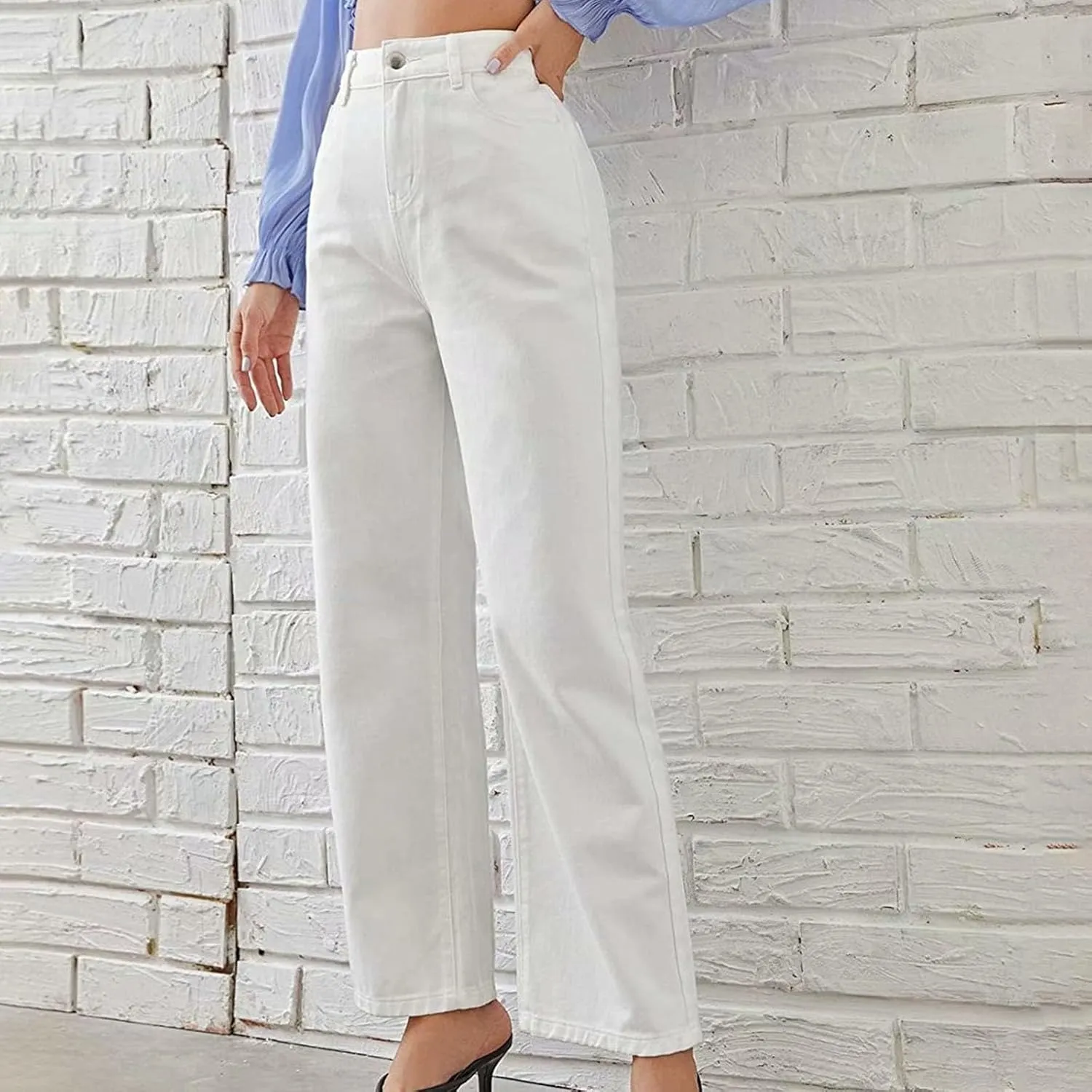Women's Sweatpant Jeans,Soft High Waisted Sweatpants That Look Like Jeans with Pockets,