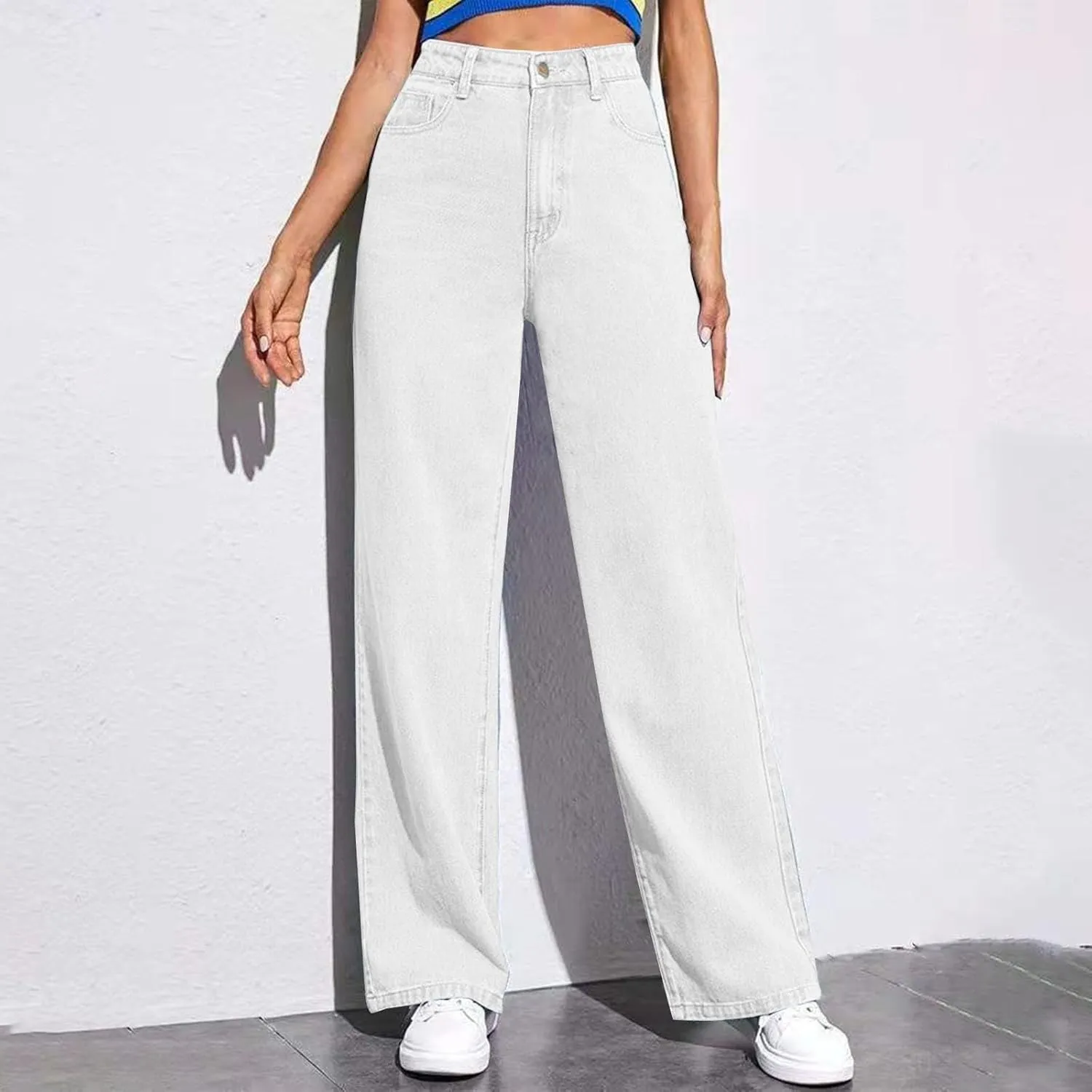 Women's Sweatpant Jeans,Soft High Waisted Sweatpants That Look Like Jeans with Pockets,