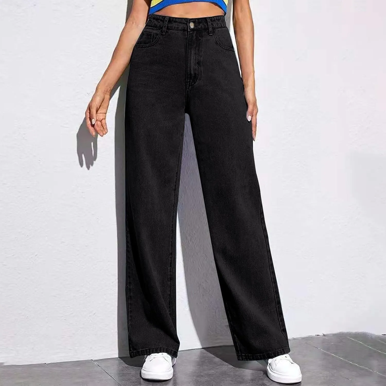 Women's Sweatpant Jeans,Soft High Waisted Sweatpants That Look Like Jeans with Pockets,