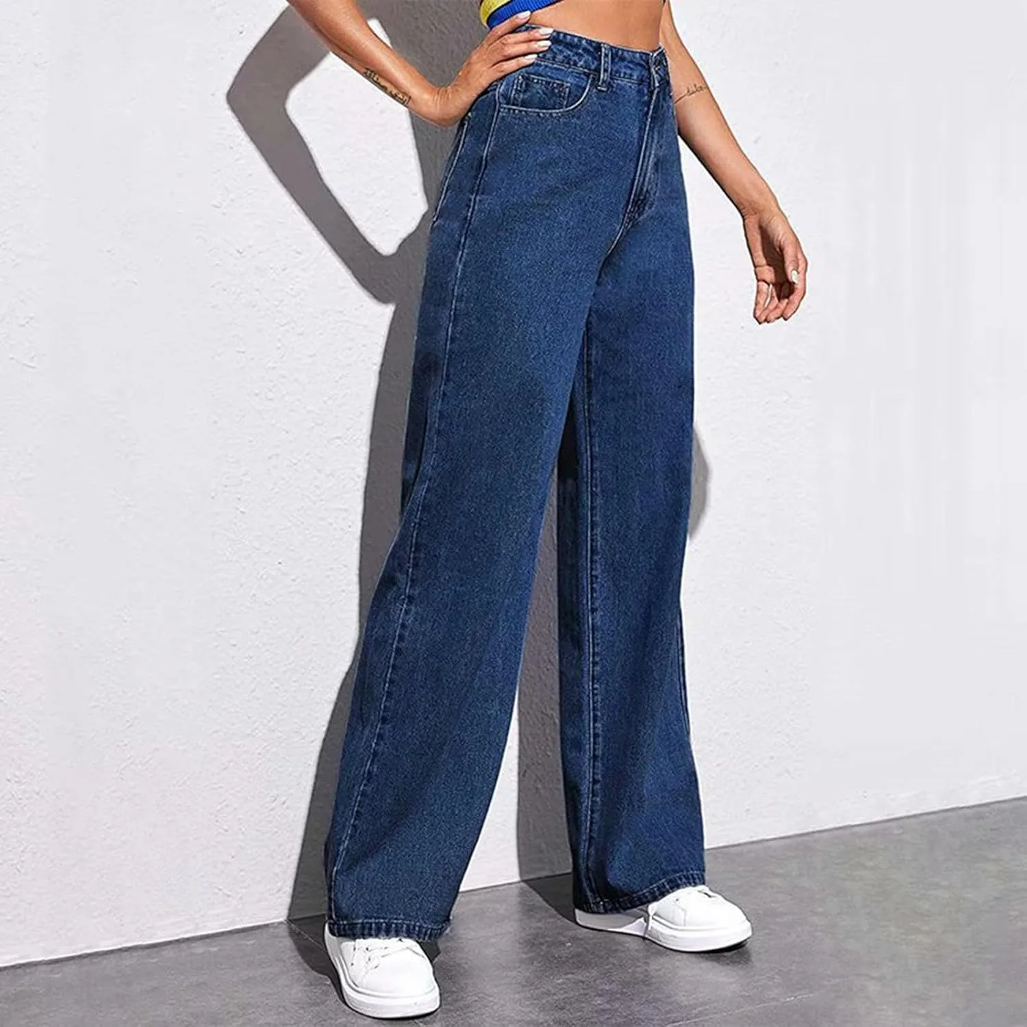 Women's Sweatpant Jeans,Soft High Waisted Sweatpants That Look Like Jeans with Pockets,