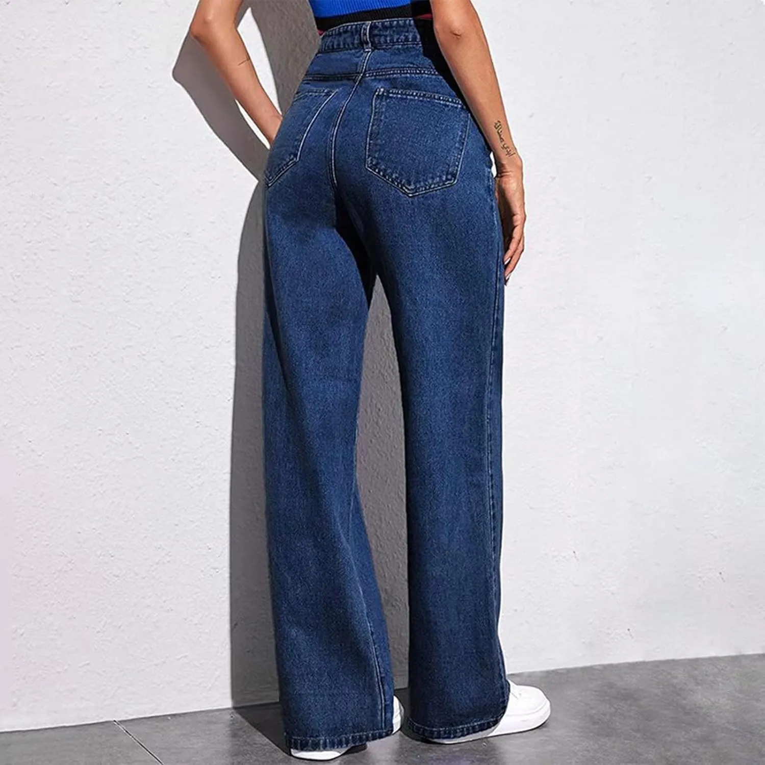 Women's Sweatpant Jeans,Soft High Waisted Sweatpants That Look Like Jeans with Pockets,
