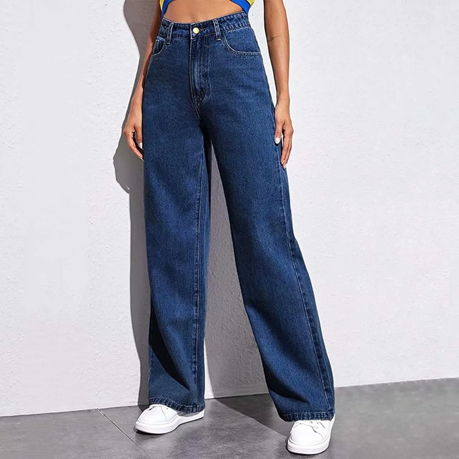Women's Sweatpant Jeans,Soft High Waisted Sweatpants That Look Like Jeans with Pockets,
