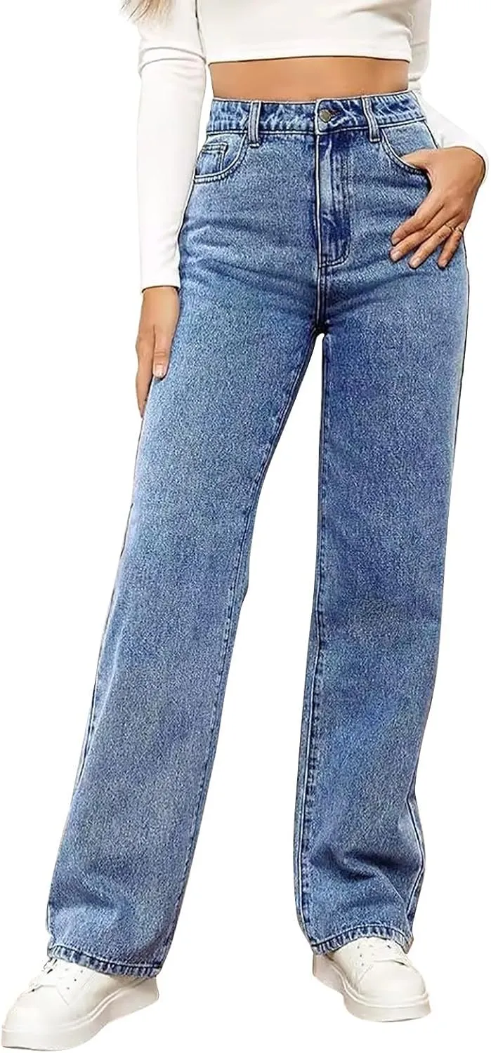 Women's Sweatpant Jeans,Soft High Waisted Sweatpants That Look Like Jeans with Pockets,