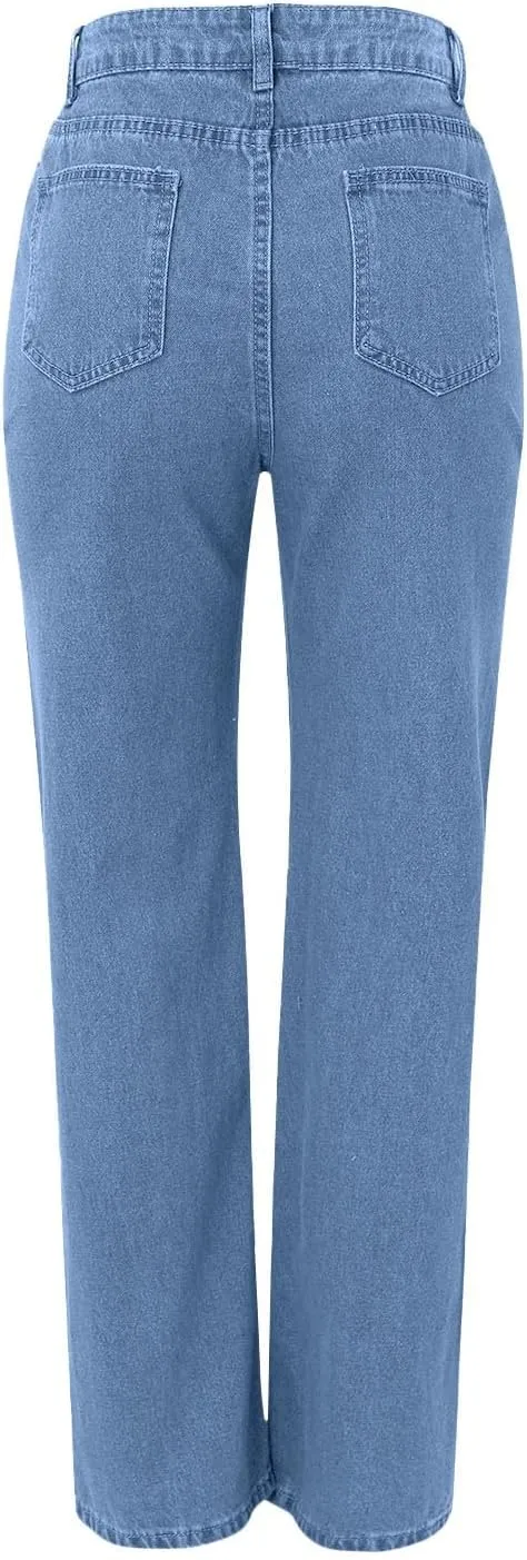 Women's Sweatpant Jeans,Soft High Waisted Sweatpants That Look Like Jeans with Pockets,
